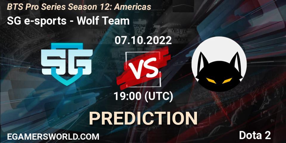 Pronóstico SG e-sports - Wolf Team. 07.10.22, Dota 2, BTS Pro Series Season 12: Americas