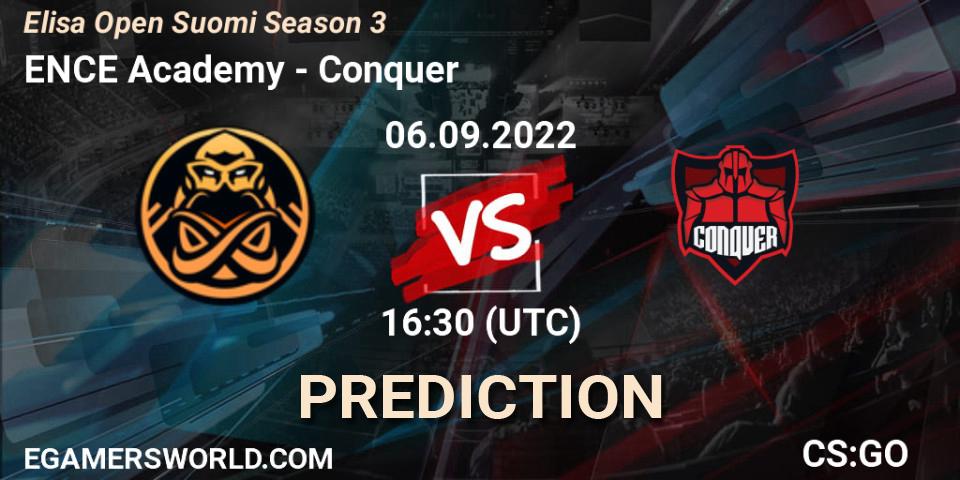 Pronóstico ENCE Academy - Conquer. 06.09.2022 at 16:30, Counter-Strike (CS2), Elisa Open Suomi Season 3
