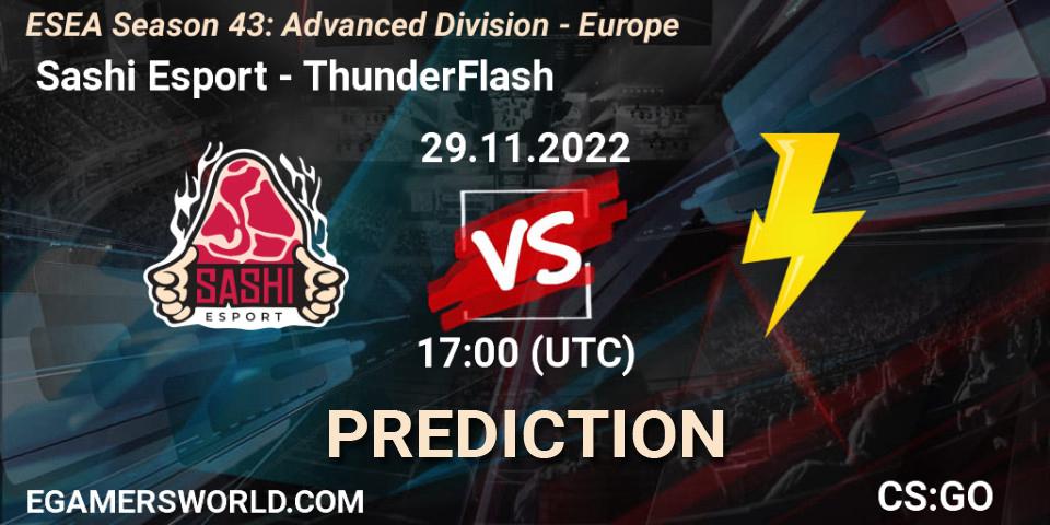 Pronóstico Sashi Esport - ThunderFlash. 29.11.22, CS2 (CS:GO), ESEA Season 43: Advanced Division - Europe