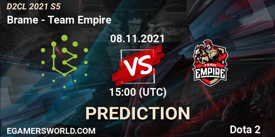 Pronóstico Brame - Team Empire. 08.11.2021 at 15:01, Dota 2, Dota 2 Champions League 2021 Season 5