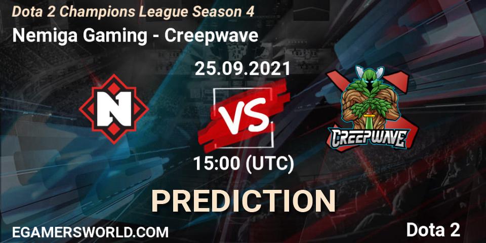 Pronóstico Nemiga Gaming - Creepwave. 25.09.2021 at 15:00, Dota 2, Dota 2 Champions League Season 4
