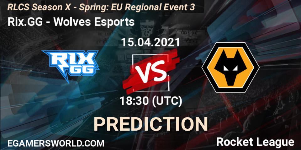 Pronóstico Rix.GG - Wolves Esports. 15.04.2021 at 18:30, Rocket League, RLCS Season X - Spring: EU Regional Event 3