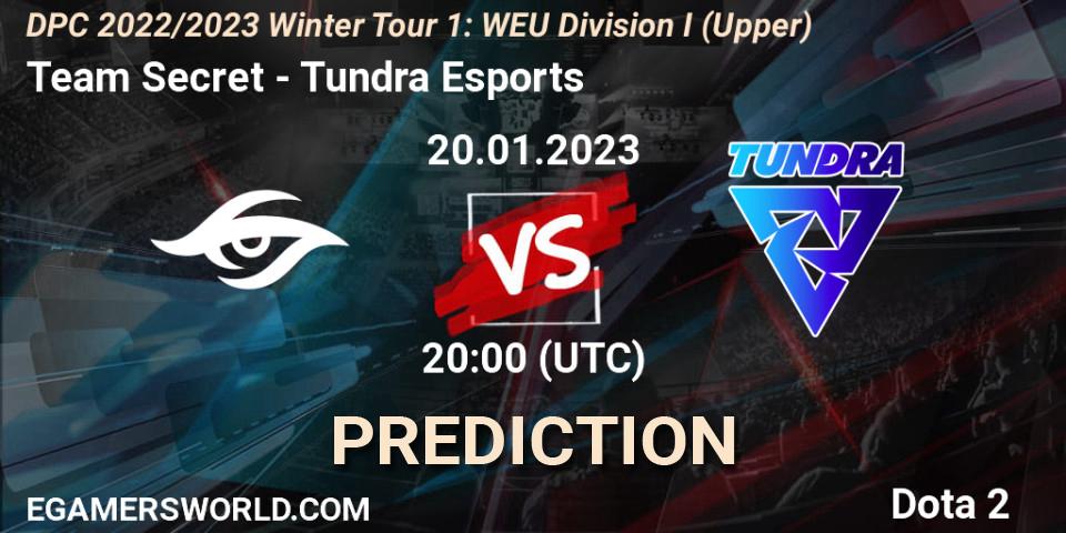 Pronóstico Team Secret - Tundra Esports. 20.01.2023 at 19:55, Dota 2, DPC 2022/2023 Winter Tour 1: WEU Division I (Upper)