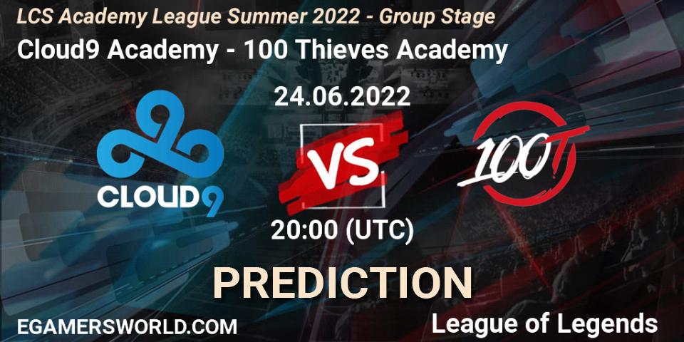 Pronóstico Cloud9 Academy - 100 Thieves Academy. 24.06.22, LoL, LCS Academy League Summer 2022 - Group Stage