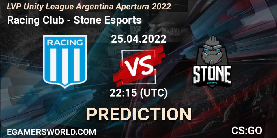 Pronóstico Racing Club - Stone Esports. 25.04.2022 at 22:15, Counter-Strike (CS2), LVP Unity League Argentina Apertura 2022