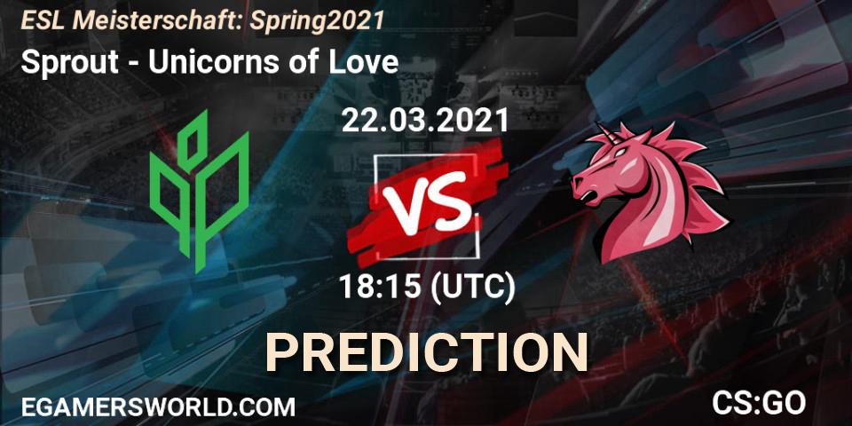 Pronóstico Sprout - Unicorns of Love. 22.03.2021 at 18:15, Counter-Strike (CS2), ESL Meisterschaft: Spring 2021