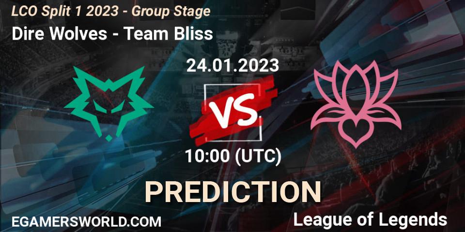 Pronóstico Dire Wolves - Team Bliss. 24.01.2023 at 09:00, LoL, LCO Split 1 2023 - Group Stage