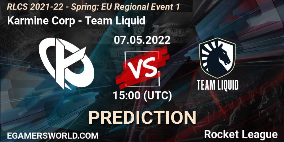 Pronóstico Karmine Corp - Team Liquid. 07.05.22, Rocket League, RLCS 2021-22 - Spring: EU Regional Event 1