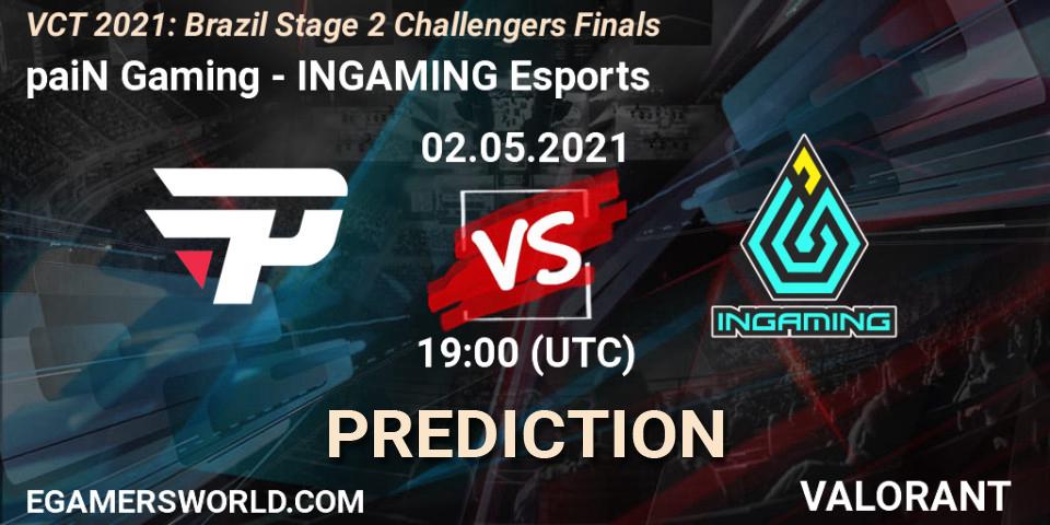 Pronóstico paiN Gaming - INGAMING Esports. 02.05.2021 at 19:00, VALORANT, VCT 2021: Brazil Stage 2 Challengers Finals