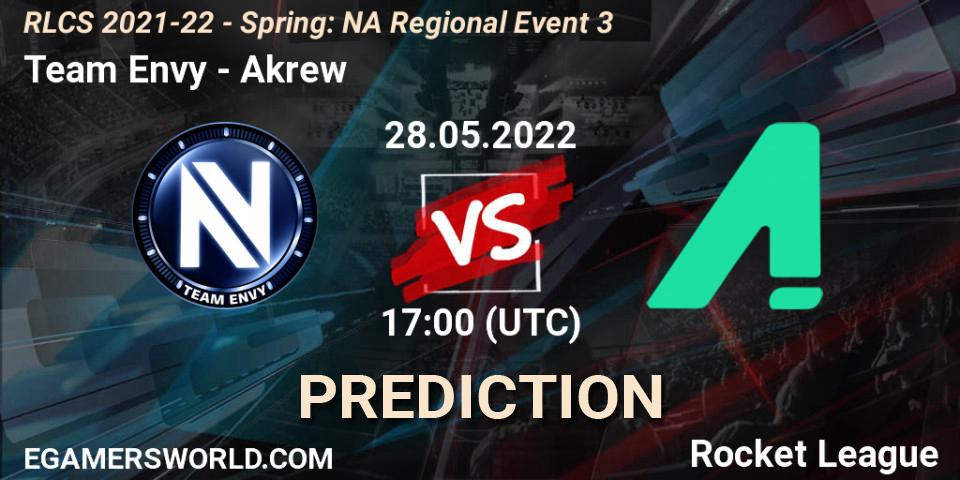 Pronóstico Team Envy - Akrew. 28.05.2022 at 17:00, Rocket League, RLCS 2021-22 - Spring: NA Regional Event 3