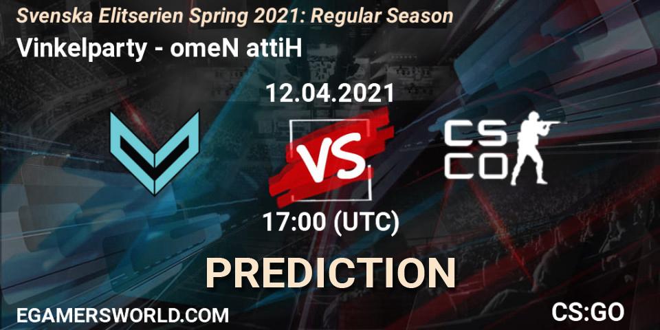 Pronóstico Vinkelparty - omeN attiH. 12.04.2021 at 17:00, Counter-Strike (CS2), Svenska Elitserien Spring 2021: Regular Season