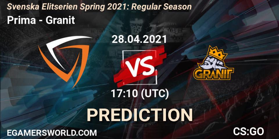 Pronóstico Prima - Granit. 28.04.2021 at 17:10, Counter-Strike (CS2), Svenska Elitserien Spring 2021: Regular Season