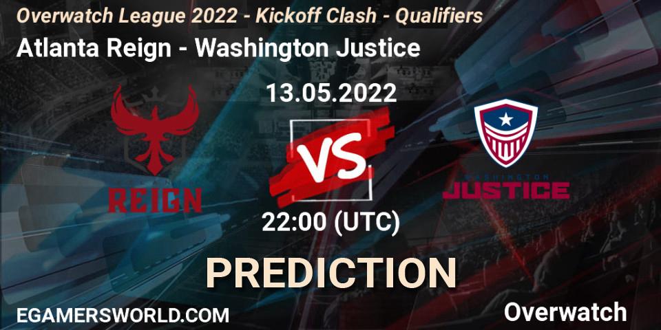 Pronóstico Atlanta Reign - Washington Justice. 13.05.22, Overwatch, Overwatch League 2022 - Kickoff Clash - Qualifiers