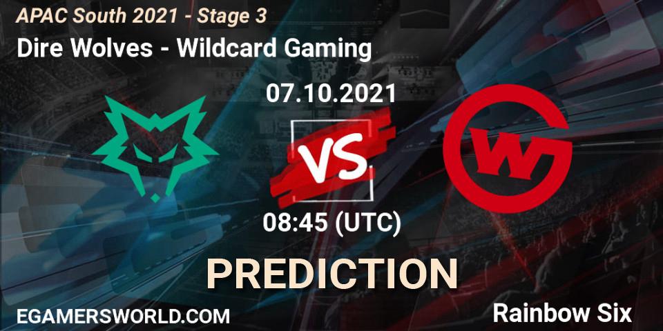 Pronóstico Dire Wolves - Wildcard Gaming. 07.10.2021 at 08:30, Rainbow Six, APAC South 2021 - Stage 3