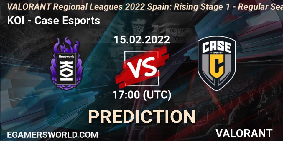 Pronóstico KOI - Case Esports. 15.02.2022 at 17:00, VALORANT, VALORANT Regional Leagues 2022 Spain: Rising Stage 1 - Regular Season