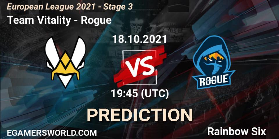 Pronóstico Team Vitality - Rogue. 21.10.21, Rainbow Six, European League 2021 - Stage 3