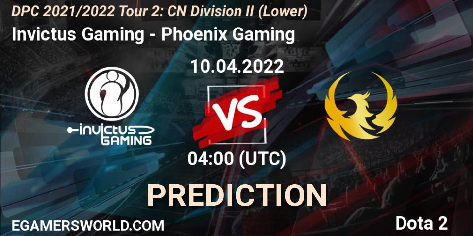 Pronóstico Invictus Gaming - Phoenix Gaming. 15.04.2022 at 07:03, Dota 2, DPC 2021/2022 Tour 2: CN Division II (Lower)