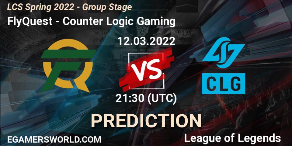 Pronóstico FlyQuest - Counter Logic Gaming. 12.03.2022 at 22:30, LoL, LCS Spring 2022 - Group Stage