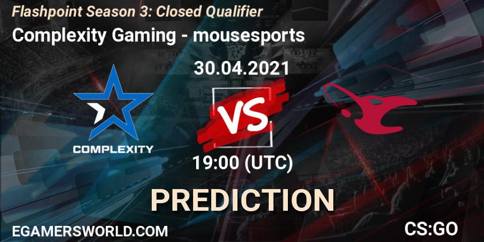 Pronóstico Complexity Gaming - mousesports. 30.04.21, CS2 (CS:GO), Flashpoint Season 3: Closed Qualifier