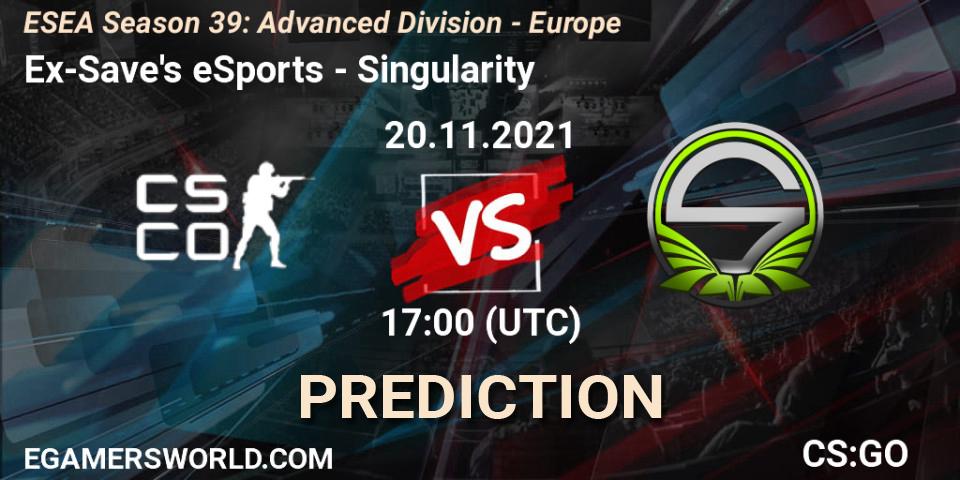 Pronóstico Ex-Save's eSports - Singularity. 20.11.2021 at 17:00, Counter-Strike (CS2), ESEA Season 39: Advanced Division - Europe