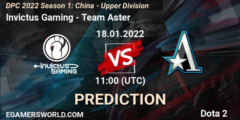 Pronóstico Invictus Gaming - Team Aster. 18.01.2022 at 10:55, Dota 2, DPC 2022 Season 1: China - Upper Division