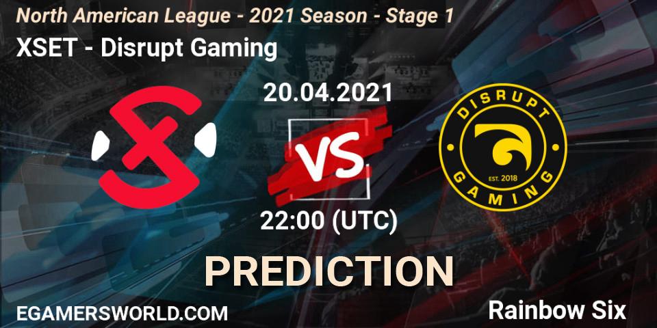 Pronóstico XSET - Disrupt Gaming. 20.04.2021 at 22:00, Rainbow Six, North American League - 2021 Season - Stage 1