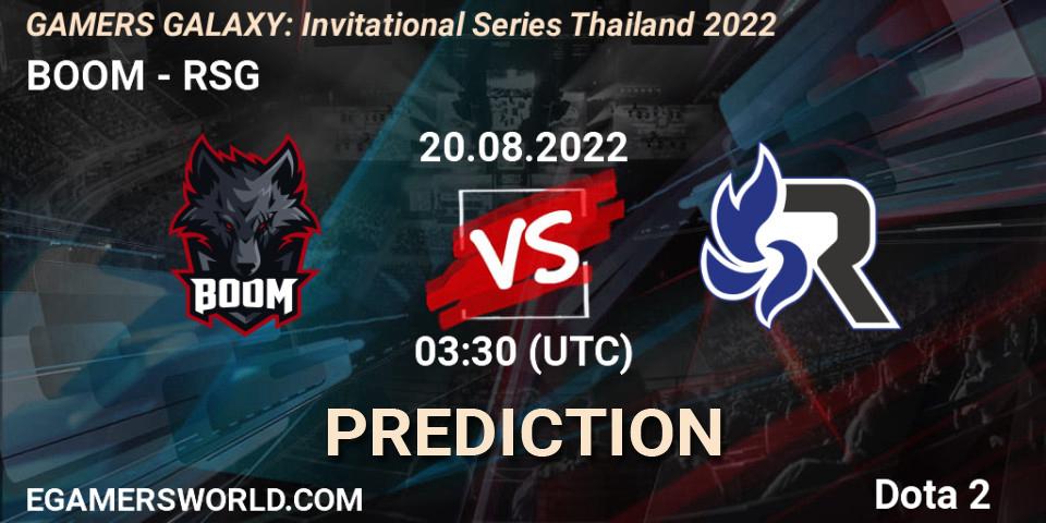 Pronóstico BOOM - RSG. 20.08.2022 at 03:30, Dota 2, GAMERS GALAXY: Invitational Series Thailand 2022