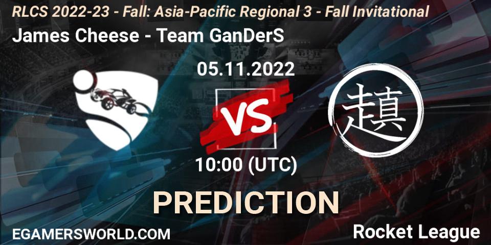 Pronóstico James Cheese - Team GanDerS. 05.11.2022 at 10:00, Rocket League, RLCS 2022-23 - Fall: Asia-Pacific Regional 3 - Fall Invitational