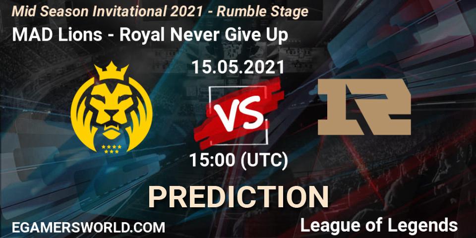 Pronóstico MAD Lions - Royal Never Give Up. 15.05.2021 at 15:00, LoL, Mid Season Invitational 2021 - Rumble Stage