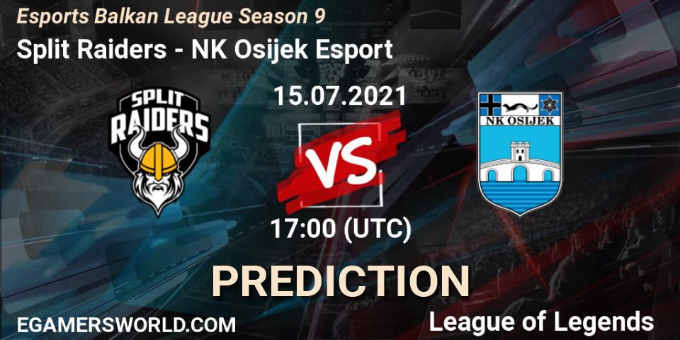 Pronóstico Split Raiders - NK Osijek Esport. 15.07.2021 at 17:00, LoL, Esports Balkan League Season 9