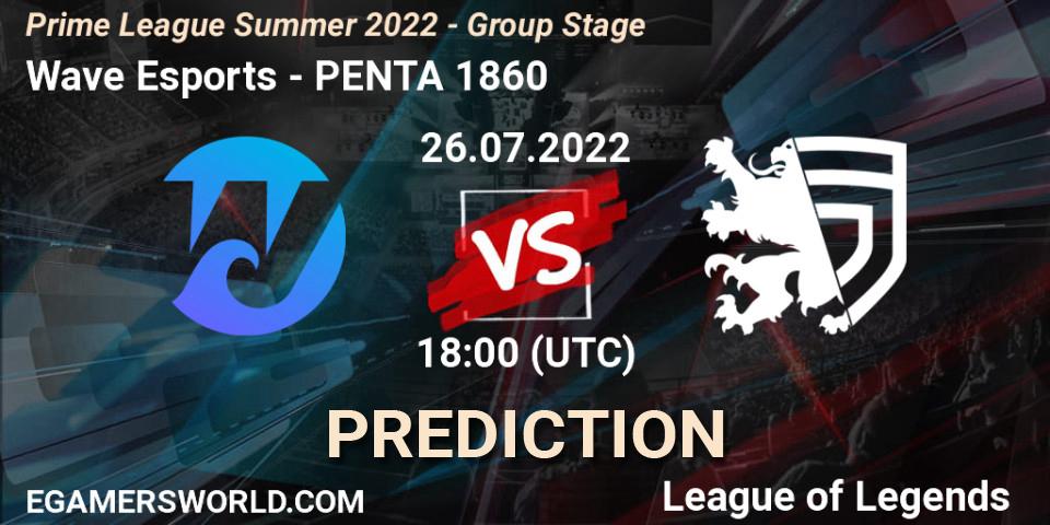 Pronóstico Wave Esports - PENTA 1860. 26.07.2022 at 18:00, LoL, Prime League Summer 2022 - Group Stage