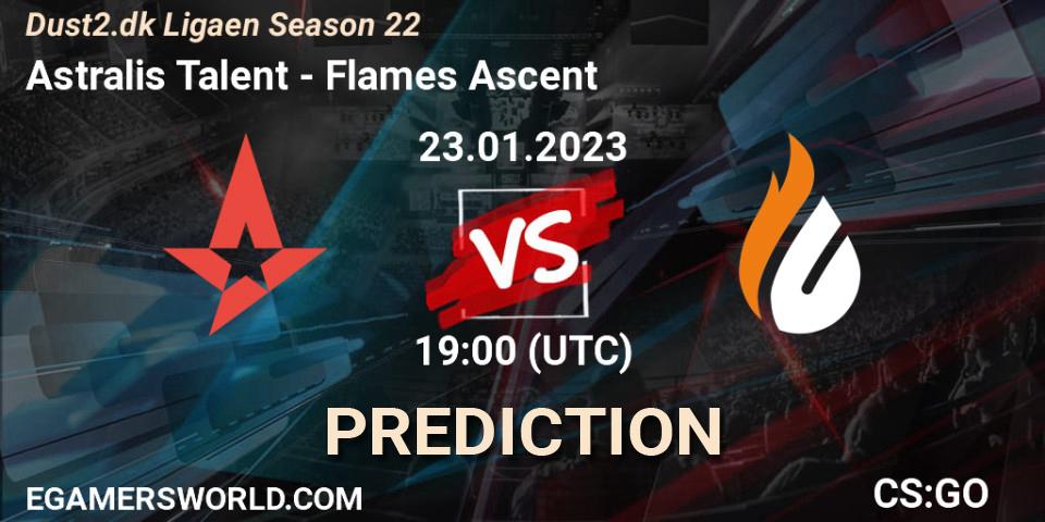 Pronóstico Astralis Talent - Flames Ascent. 23.01.2023 at 19:00, Counter-Strike (CS2), Dust2.dk Ligaen Season 22