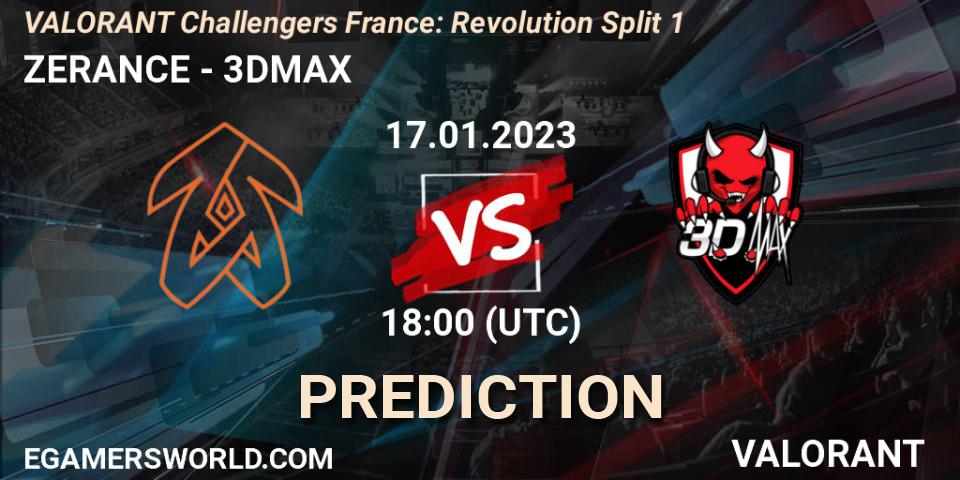 Pronóstico ZERANCE - 3DMAX. 17.01.23, VALORANT, VALORANT Challengers 2023 France: Revolution Split 1