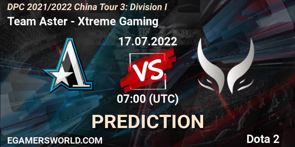 Pronóstico Team Aster - Xtreme Gaming. 17.07.2022 at 07:18, Dota 2, DPC 2021/2022 China Tour 3: Division I