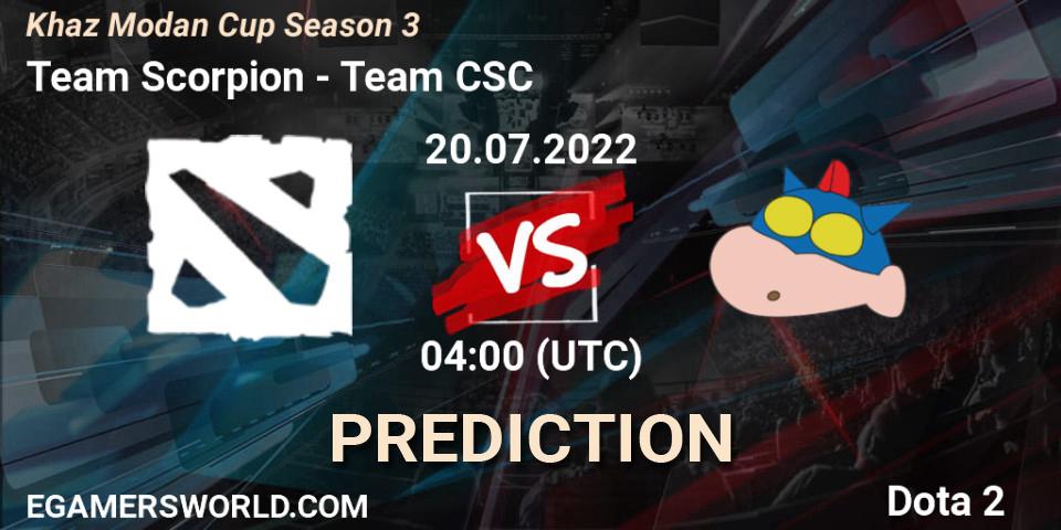 Pronóstico Team Scorpion - Team CSC. 20.07.2022 at 04:06, Dota 2, Khaz Modan Cup Season 3