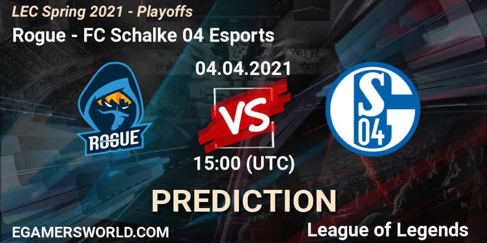 Pronóstico Rogue - FC Schalke 04 Esports. 04.04.2021 at 15:00, LoL, LEC Spring 2021 - Playoffs