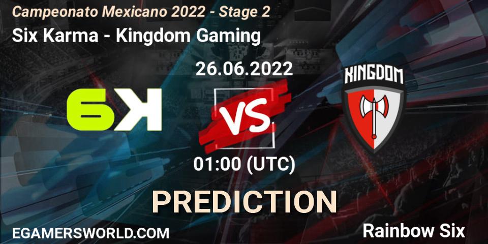 Pronóstico Six Karma - Kingdom Gaming. 26.06.2022 at 01:00, Rainbow Six, Campeonato Mexicano 2022 - Stage 2