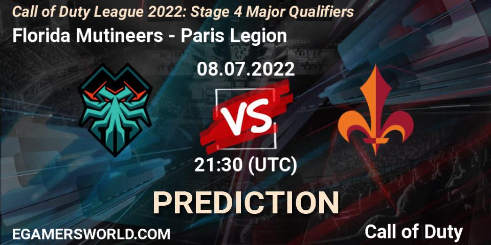 Pronóstico Florida Mutineers - Paris Legion. 08.07.2022 at 21:30, Call of Duty, Call of Duty League 2022: Stage 4