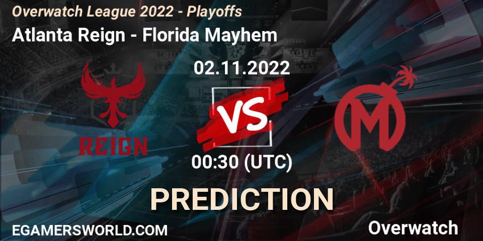 Pronóstico Atlanta Reign - Florida Mayhem. 02.11.22, Overwatch, Overwatch League 2022 - Playoffs