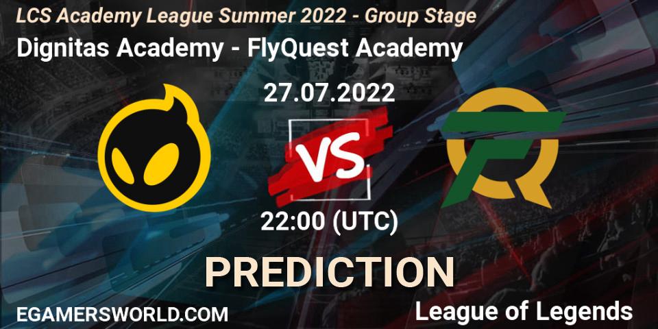 Pronóstico Dignitas Academy - FlyQuest Academy. 27.07.2022 at 22:00, LoL, LCS Academy League Summer 2022 - Group Stage