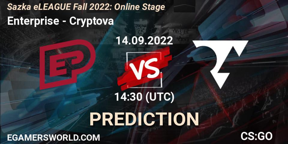 Pronóstico Enterprise - Cryptova. 14.09.2022 at 14:30, Counter-Strike (CS2), Sazka eLEAGUE Fall 2022: Online Stage