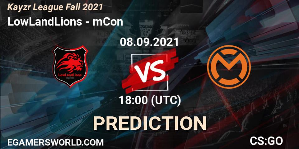 Pronóstico LowLandLions - mCon. 08.09.2021 at 18:00, Counter-Strike (CS2), Kayzr League Fall 2021