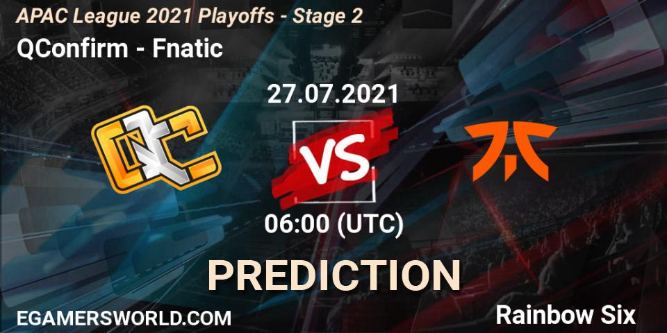 Pronóstico QConfirm - Fnatic. 27.07.2021 at 06:00, Rainbow Six, APAC League 2021 Playoffs - Stage 2