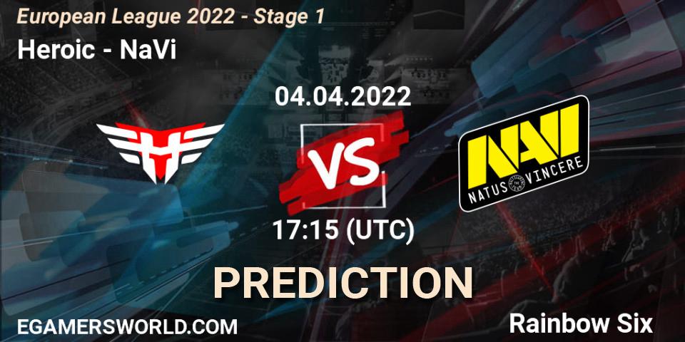 Pronóstico Heroic - NaVi. 04.04.2022 at 17:15, Rainbow Six, European League 2022 - Stage 1