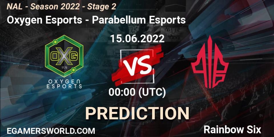 Pronóstico Oxygen Esports - Parabellum Esports. 14.06.2022 at 21:00, Rainbow Six, NAL - Season 2022 - Stage 2