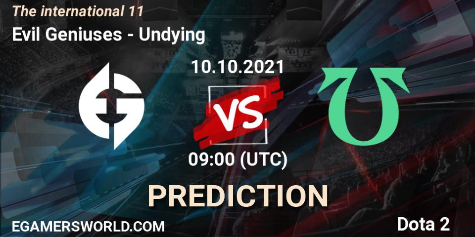 Pronóstico Evil Geniuses - Undying. 10.10.2021 at 09:55, Dota 2, The Internationa 2021