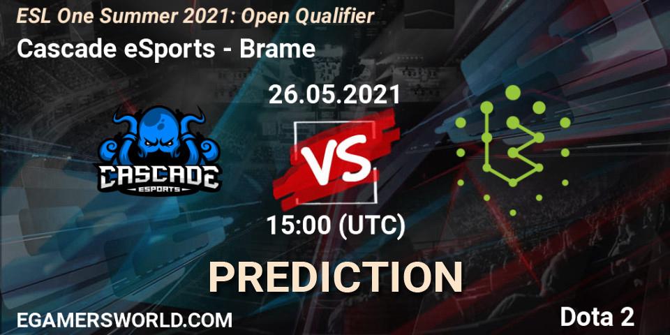 Pronóstico Cascade eSports - Brame. 26.05.2021 at 15:12, Dota 2, ESL One Summer 2021: Open Qualifier