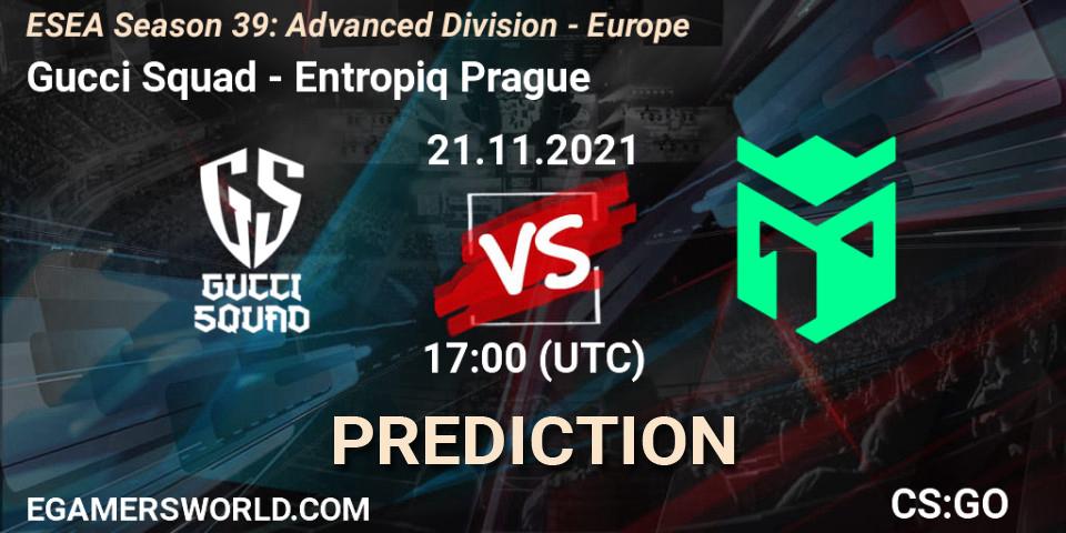 Pronóstico Gucci Squad - Entropiq Prague. 21.11.2021 at 17:00, Counter-Strike (CS2), ESEA Season 39: Advanced Division - Europe