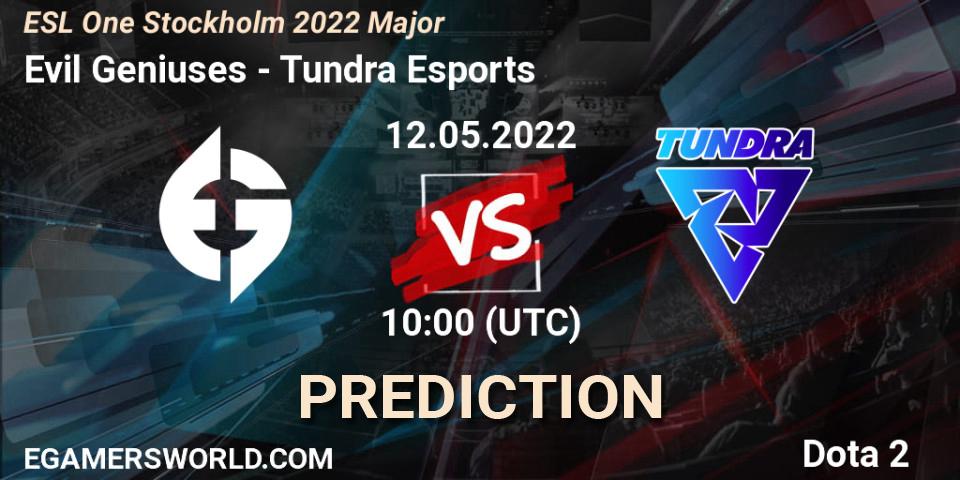 Pronóstico Evil Geniuses - Tundra Esports. 12.05.2022 at 10:18, Dota 2, ESL One Stockholm 2022 Major