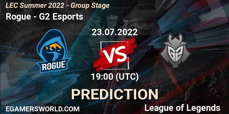 Pronóstico Rogue - G2 Esports. 23.07.2022 at 18:00, LoL, LEC Summer 2022 - Group Stage